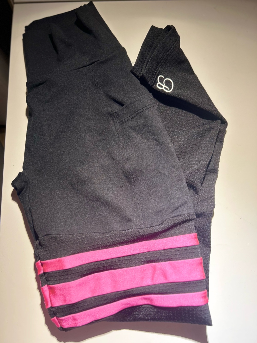 Body Wrappers Striped Leggings in Black & Pink Size XS